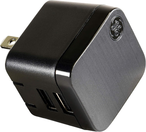 GE Pro Wall Charger, 12-Watt, Rapid Charge, Foldable Plug - Compatible with iPhone 15/Pro,Max/14/13, iPad Air/Pro,