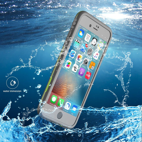 Waterproof Case for iPhone 8 Plus & 7 Plus - Underwater Snowproof Dirtproof Shockproof Cover - Grey/Green