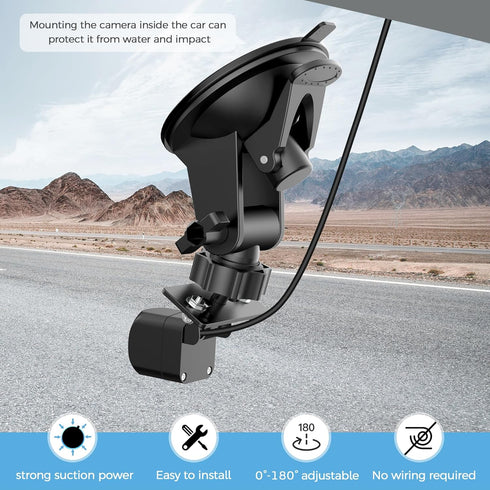 Rear Camera Mount (2 Pcs), Universal Adjustable Back Windshield Camera Mount, Dash Cam Rearview Camera Bracket for Car