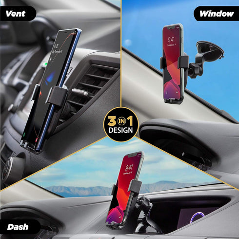 Scosche GHVWD GRAVITYDROP 3-in-1 Suction Cup or Vent Car Mount, Adjustable Rotating Mount