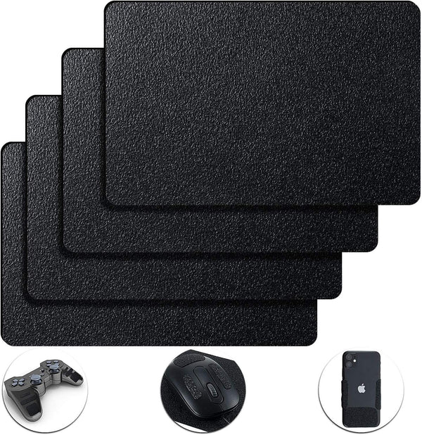 4 Pieces 5 by 7.8 Inch Rubberized Anti-Slip Safety Tape, Adhesive Non-Slip Pads for Phones Gaming Cases (Black)