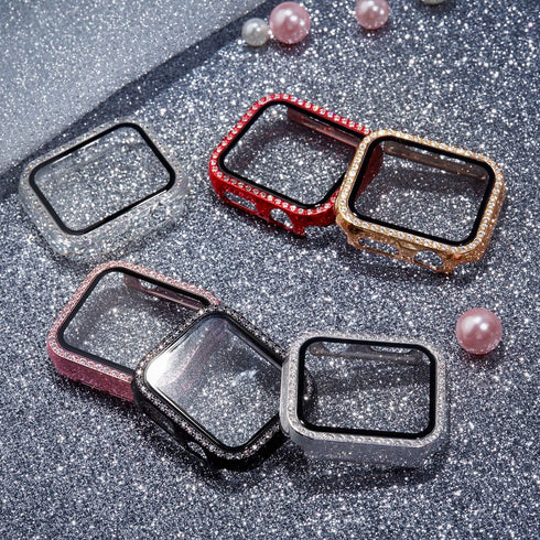 Recoppa Compatible Apple Watch Case with Screen Protector 45mm Series 7, Bling Crystal Rhinestone Bumper Case