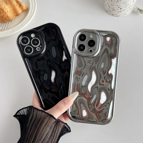 Caseative iPhone 13 Pro Max Case: Water Ripple Wave Meteorite Bubble Pattern Chrome Plating Soft Compatible Cover -