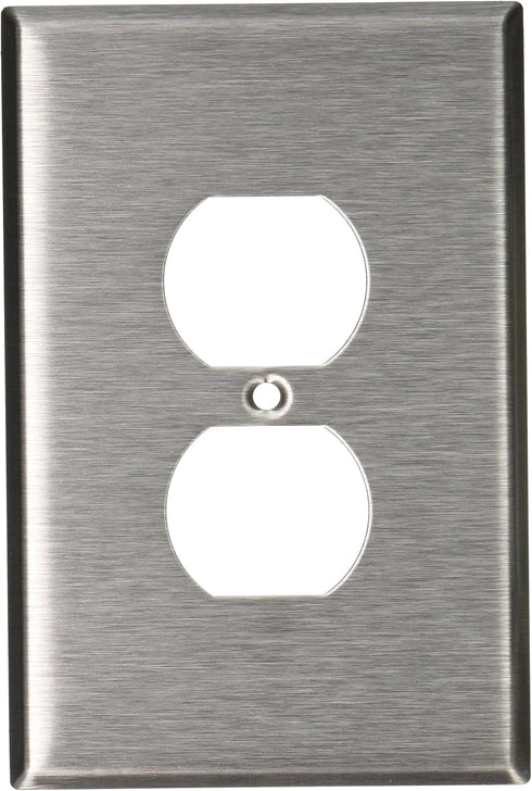Leviton 1-Gang Wallplate, Duplex, Oversized, Magnetic Stainless Steel, 84103