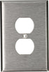 Leviton 1-Gang Wallplate, Duplex, Oversized, Magnetic Stainless Steel, 84103