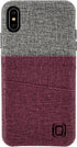 Dockem Wallet Case for iPhone Xs Max (6.5") - Luxe M2 Synthetic Leather, Maroon & Grey, Built-in Metal Plate for