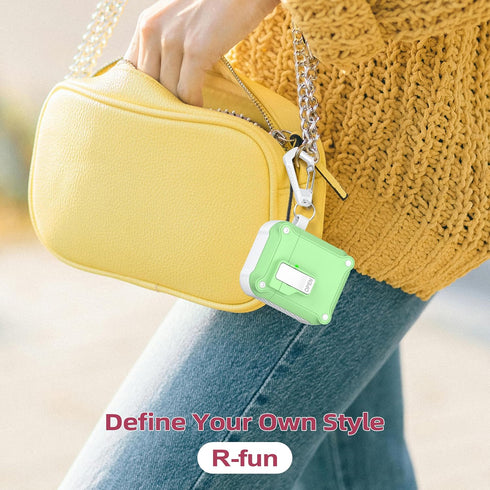 R-fun Charging Case Cover for AirPods 2nd Gen 2019, 1st Gen 2016, Full Drop Protection with Cleaner Kit & Keychain
