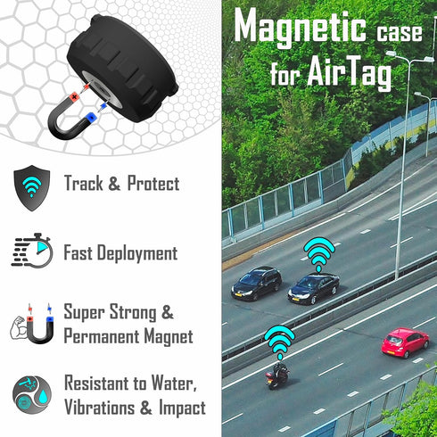 Ultra Strong Case for Apple AirTag, Waterproof and Shock Proof for Hidden Tracking of Car, Bike, Truck