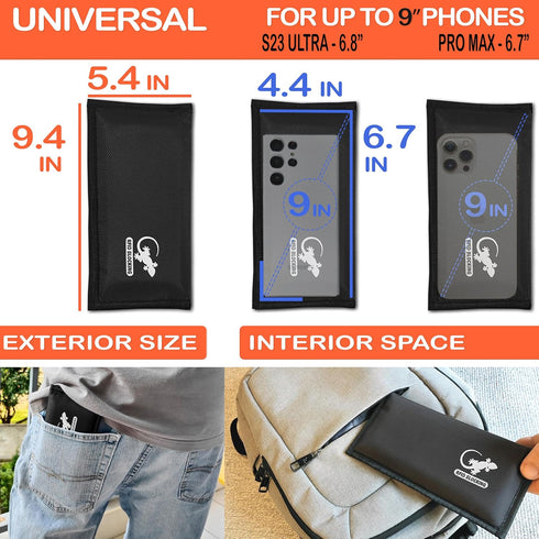 Gecko Travel Tech RFID Faraday Bag - GPS, RFID, and EMP Signal Blocker | Nylon Shielding Pouch for Cell Phone Privacy