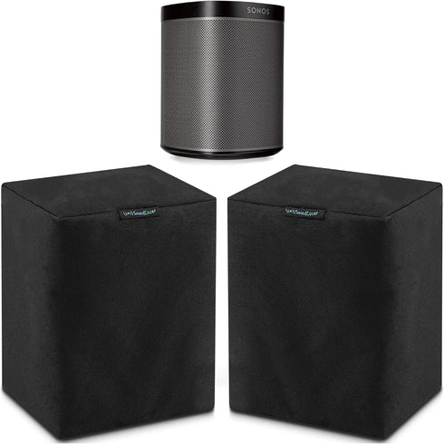 Two Black Heavy Duty 600D Outdoor Sonos Speaker Covers, Protection for Sonos Play:1, One & SL Speakers