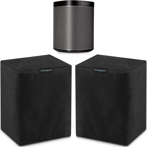 Two Black Heavy Duty 600D Outdoor Sonos Speaker Covers, Protection for Sonos Play:1, One & SL Speakers