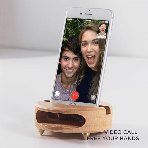 Phone Stand Sound Amplifier - Wood Phone Stand for Desk, Handmade Wooden Phone Dock Compatible with Smartphone, Kindle,