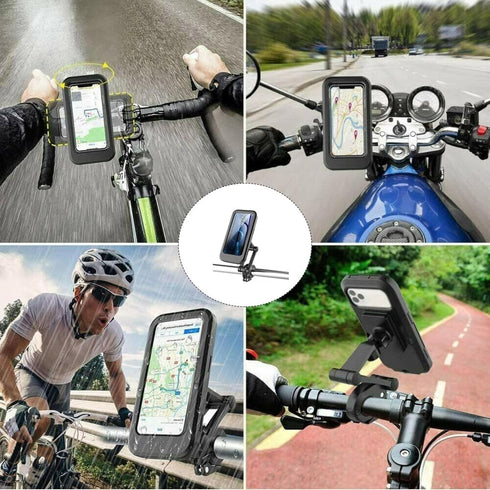 Universal Waterproof Bike Phone HolderUltraThin,360° Rotatable Touch Screen Protector iPhone,Pro Max,XS,Suitable for Smartphones Up to 6.8" Ideal for Cycling,Scooter,Moped,Treadmill Stroller