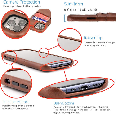 Dockem Wallet Case for iPhone 11 Pro Max, Built-in Metal Plate for Magnetic Mounting, Brown Synthetic Leather