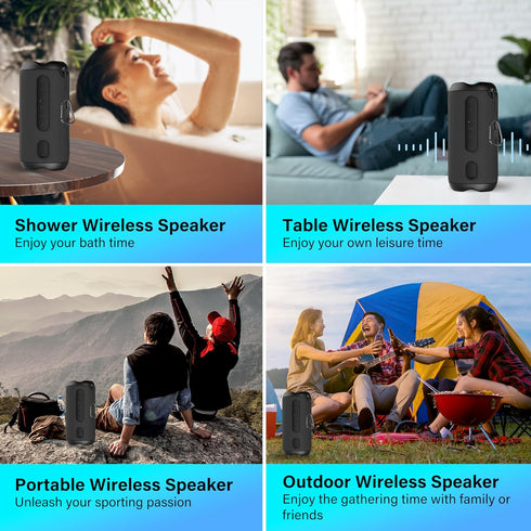 Linkyou Portable Wireless Speakers, 30W Stereo Sound, IPX7 Waterproof, Upgraded Outdoor Speaker for Home/Party/Beach,