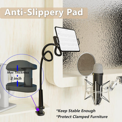 MAGIPEA 360 4.7-13" Gooseneck Tablet Holder for Bed, Flexible Tablet Stand Holder with Adjustable, Hands Free Tablet