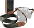 Olive Green Camera Strap,Double Layer top-grain Cowhide Ends,1.5"Wide Pure Cotton Woven Camera