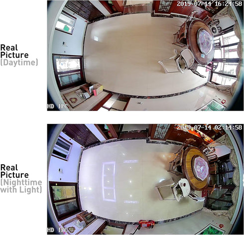 Revotech Mini Fisheye POE IP Camera, HD 3MP Indoor Security Camera with 1.7mm Lens, 170 Degree Wide Angle