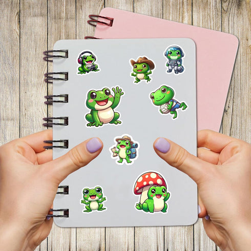 50 PCS Frog Stickers Pack Vinyl Decal Waterproof for Water Bottles Laptops Phone Case Luggage Scrapbook Decorations