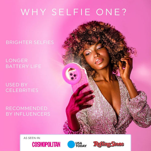 Selfie One Ring Light for Phone, iPhone, Android or Laptop | 3 Adjustable Light Modes | Rechargeable Batteries, Clip On