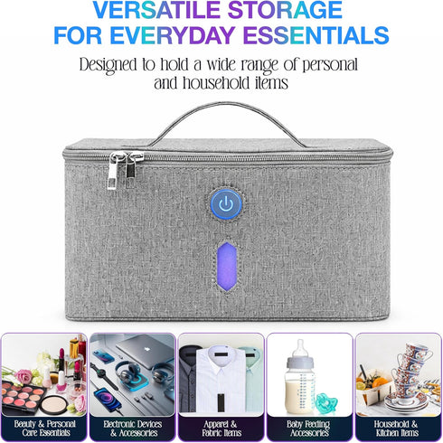 Brookstone UV Light Bag, Portable Sterilizing Bag for Everyday Items, Including Smart Phones, Masks and Small Gadgets