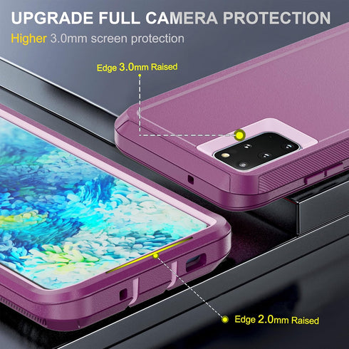 AYMECL Galaxy S20 Plus Case, Military Grade 3 in 1 Full Body Shockproof Dust/Drop Proof Protection Cover, Pink+Wine Red