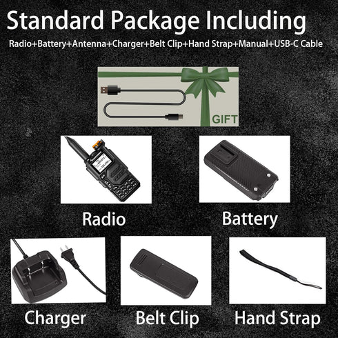 Quansheng UV-K5 Radio USB-C Charging Dual Band Two Way Radio, Long Range Handheld Radio with 771 Antenna and Speaker Mic