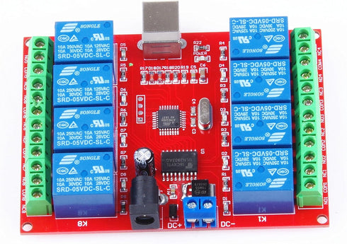 SRD-05VDC-SL-C 8-Way 5V Relay Module, Free Driver USB Control Switch for Intelligent Control