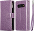 UEEBAI Wallet Case for Samsung Galaxy S10 Plus, PU Leather Magnetic Closure Handbag with Card Slots (Glitter Purple)