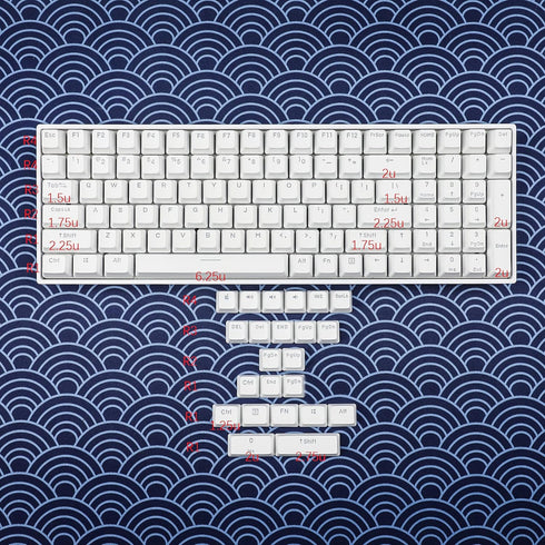 YMDK Double Shot 108 Dyed PBT Shine Through Keycap Rainbow Carbon Sunset Backlit for MX Switches Mechanical Keyboards
