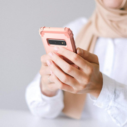 IDweel Galaxy S10 Case for Women - 3 in 1 Shockproof Slim Hybrid Heavy Duty Protection, Rose Gold