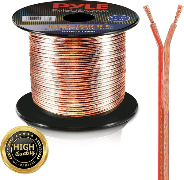 PYLE Speaker Zip Wire, 2 Tone Color Multi-Purpose 16 Gauge Audio Wire, 100 ft. Spool for Home Entertainment
