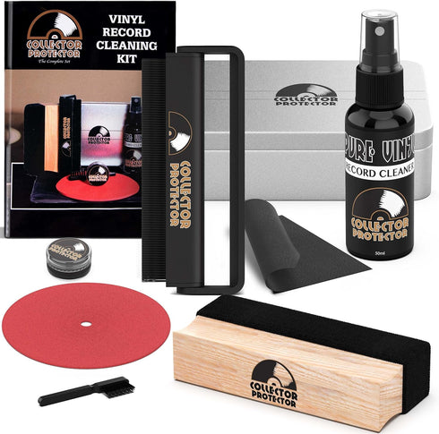 Vinyl Record Cleaning Kit, Includes Soft Velvet & Carbon Fiber Brush, Cleaning Solution, and Microfiber Cloth