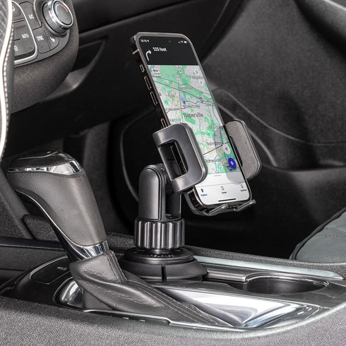 TUFF TECH Cup Holder Universal Car Mount Phone Holder with Adjustable Base and Holder for -iPhone, Samsung, LG, Moto, Huawei, Smartphones, Black