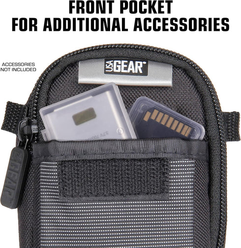 USA Gear Small Camera Bag for Ricoh GR III, Sony Cybershot, Nikon Coolpix, Kodak Pixpro FZ55 - Weather Resistant