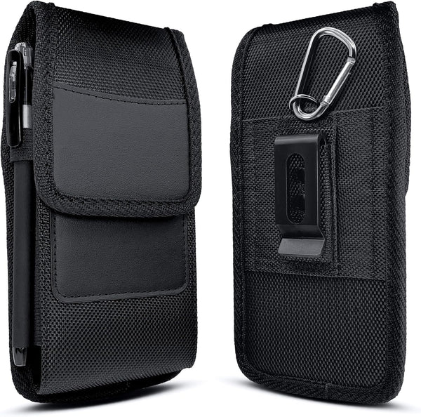 iPhone 15, 15 Pro, 14, 14 Pro, 13, 13 Pro, 12, 12 Pro, 11, XR, XS, 10 Holster Case with Card Slot & Belt Clip, Black.