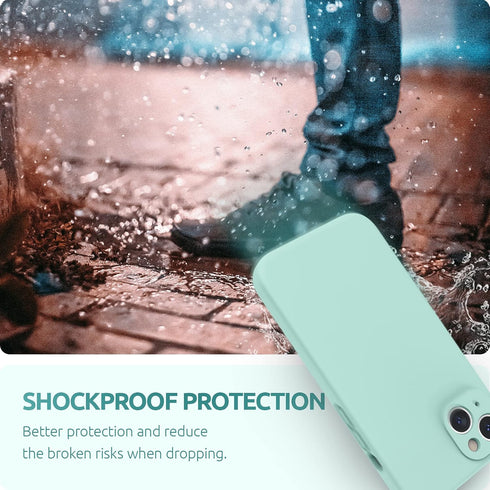 SURPHY Mint Green Compatible Case for iPhone 13 with Screen Protector, (Camera Protection + Soft Microfiber Lining),