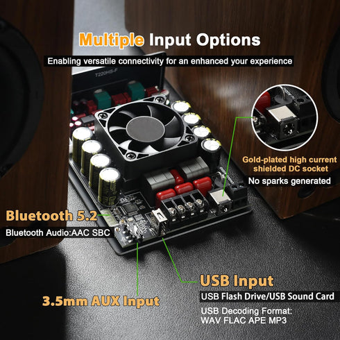 T220HS 220W+220W Power Amplifier Board, 2.0 Channel Audio Power Module with Subwoofer, Treble and Bass Control