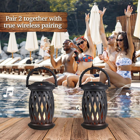 Margaritaville Tiki Torch - Waterproof Bluetooth Speaker with Flickering LED Lights, Perfect for Travel and Parties