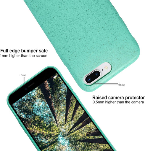eplanita Eco Mobile Phone Case for iPhone 7 Plus and 8 Plus, Plant Fibre and Soft TPU, Mint