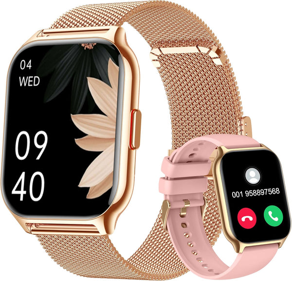 Smart Watch for Women Men, 2.0" Fitness Tracker with Heart Rate Blood Pressure Blood Oxygen Monitor for Android iOS
