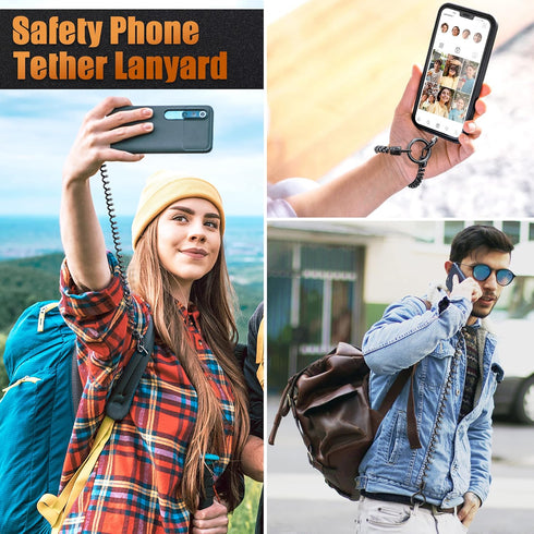 Kaptron Theft and Drop Protection Phone Tether, 30” Safety Retractable Phone Clip, Universal Lanyard with Carabiner