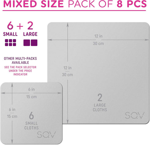 Premium Microfiber Cleaning Cloths 6x6 & 12x12 - Extra Soft Lint Free Cloths for Eyeglasses & Glass