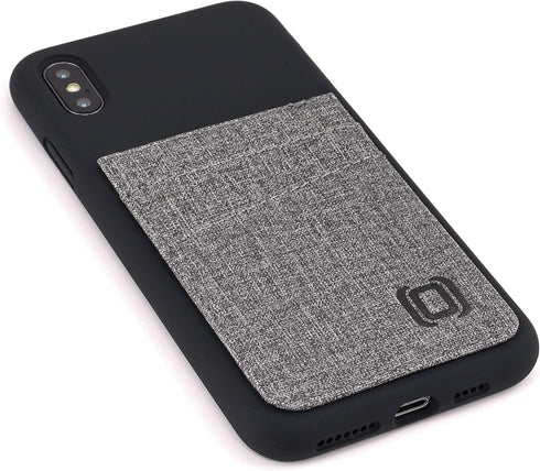 Dockem Silicone Wallet Case for iPhone Xs Max (6.5") – Protective Card Case with Built-in Metal Plate, Black w/Grey