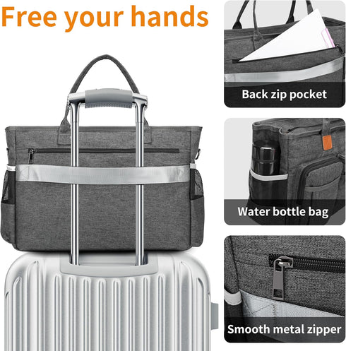 15.6 Rabjen Nurse Tote Bag for Work with Padded Laptop Sleeve, Medical Supplies Shoulder Bag for Home Health Care