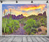 BELECO 7x5ft Arizona Desert Backdrop - Fire-Like Sky Mountain Landscape with Saguaro Cactus for Photography