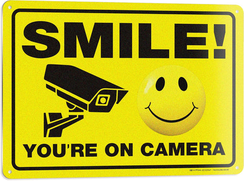 iSYFIX Reflective Security Camera Signs for Business – 1 Pack 14x10 Inch – 100% Rust Free Aluminum, UV Laminated