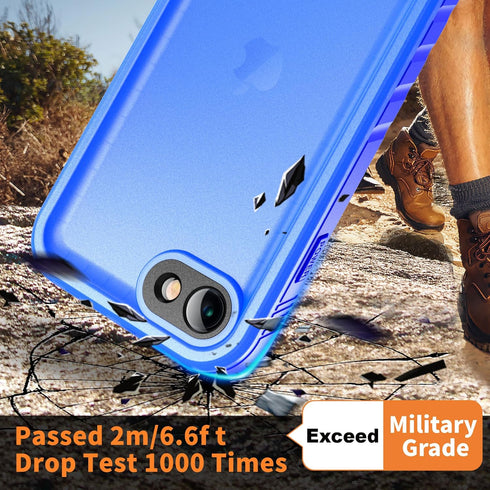 Cozycase Waterproof Case for iPhone SE3/SE2/7/8 - Shockproof Full Body Protection with Built-in Screen Protector (Blue)