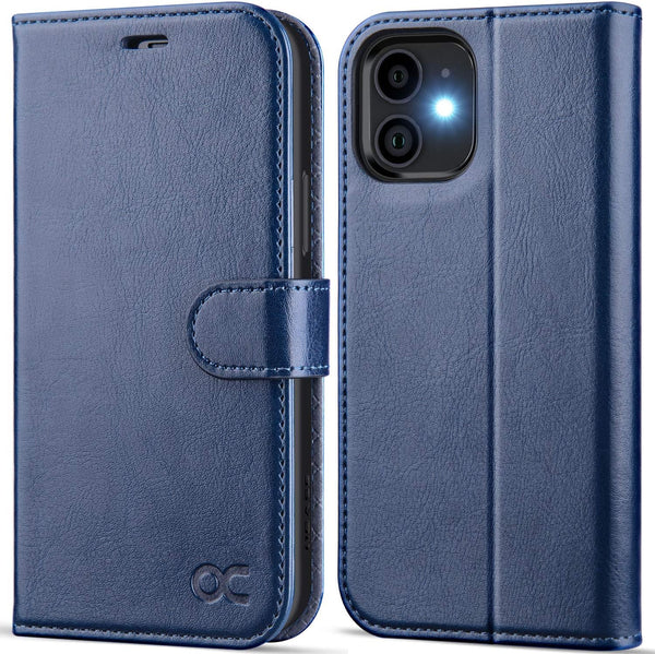 OCASE iPhone 12/12 Pro Wallet Case - PU Leather Flip Case with Card Holders, RFID Blocking, Blue