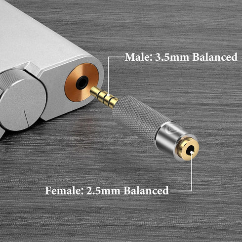 Geekria 3.5mm to 2.5mm Audio Adapter, Aluminum Alloy, Gold-Plated Pins for Player and Amplifier